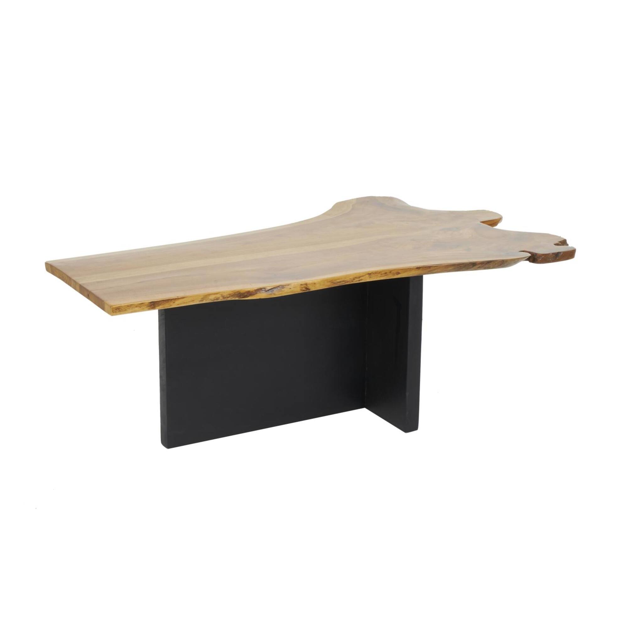 48" Brown Teak Wood Handmade Coffee Table with Brown Live Edge Tabletop